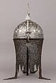 Helmet, Arm Guard, and Shield, Steel, silver, Indian