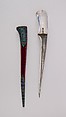 Dagger (Pesh-kabz) with Sheath, Steel, rock crystal, silver, enamel, velvet, wood, Indian, Mughal