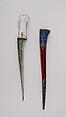 Dagger (Pesh-kabz) with Sheath, Steel, rock crystal, silver, enamel, velvet, wood, Indian, Mughal