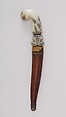 Dagger (Khanjar) with Sheath, Steel, jade, wood, leather, Indian