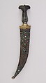 Dagger (Jambiya) with Sheath, Steel, jade, gold, brass, gemstone, Turkish
