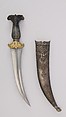 Dagger (Jambiya) with Sheath, Steel, jade, gold, brass, gemstone, Turkish