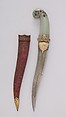 Dagger (Khanjar) with Sheath, Steel, jade, gold, turquoise, crystal, garnet, ruby, gemstone silk, silver, copper, Indian, Mughal or Deccan