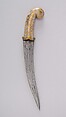Dagger (Khanjar), Steel, jade or agate, gold, Indian, Mughal or Deccan
