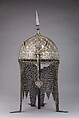 Helmet and Shield, Steel, gold, textile, silver, copper alloy, Persian