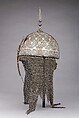 Helmet and Shield, Steel, gold, textile, silver, copper alloy, Persian