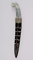 Dagger (Khanjar) with Sheath, Steel, jade, gold, velvet, pearl, turquoise, wood, Indian, Mughal