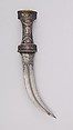 Dagger (Jambiya), Steel, copper, enamel, gold, Persian, Qajar