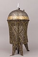 Helmet and Arm Guards, Steel, gold, copper alloy, brass, textile, metallic thread, Indian