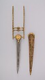 Dagger (Katar) with Sheath, Steel, gold, velvet, wood, Indian, Mughal