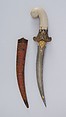 Dagger (Jambiya) with Sheath, Steel, marble, gold, silver, silk, wood, Indian, Mughal