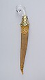 Dagger (Khanjar) with Sheath, Steel, rock crystal, gold, silver, velvet, wood, Indian