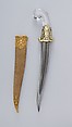 Dagger (Khanjar) with Sheath, Steel, rock crystal, gold, silver, velvet, wood, Indian