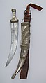 Dagger (Jambiya) with Sheath and Belt, Steel, silver, wood, leather, iron, Arabian