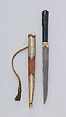 Knife (Kard) with Sheath, Steel, gold, silver, bloodstone, diamond, wood, velvet, Turkish