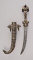 Dagger (Jambiya) with Sheath, Steel, silver, glass, Moroccan
