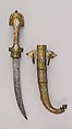 Dagger (Jambiya) with Sheath, Steel, silver, glass, Moroccan