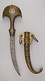 Dagger (Jambiya) with Sheath, Steel, wood, silver, brass, South Moroccan