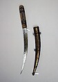 Knife with Sheath, Steel, wood, bone, brass, Moroccan, Mekus
