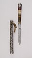 Knife with Sheath, Steel, brass, iron, wood, horn, bone, Chinese