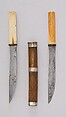 Pair of Knives (Dha) with Sheath, Wood, ivory, steel, silver, Burmese
