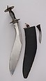 Knife (Kukri) with Sheath, Small Knife and Pouch, Steel, wood, leather, Indian or Nepalese, Gurkha
