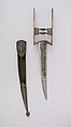 Dagger (Katar) with Sheath, Steel, gold, velvet, wood, North Indian