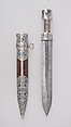 Dagger (Qama) with Sheath, Steel, silver, niello, textile, silver wire, Caucasian