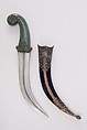 Dagger (Jambiya) with Sheath and Carrier, Steel, silver, jade, leather, wood, lacquer, velvet, Indian, Mughal