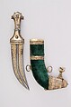 Dagger (Jambiya) with Sheath, Steel, wood, silver, gold, copper foil, pigment, paper, glue, Arabian