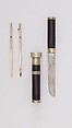 Knife with Sheath and Chopsticks, Steel, wood, brass, Korean