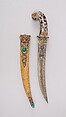 Dagger with Scabbard, Steel, copper, nephrite, agate, gemstones, colored stones, gold, silver, blade and scabbard, Turkish; hilt, probably Indian