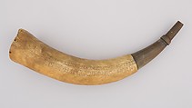 Powder Horn, Horn (cow), wood, Colonial American, Shrewsbury, Massachusetts