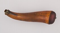Powder Horn, Horn (cow), wood, ink, American