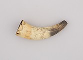 Powder Horn, Horn (cow), wood, American