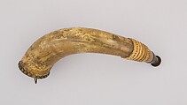 Powder Horn, Horn (cow), brass, wood, American, Aurelius, Cayuga County, New York