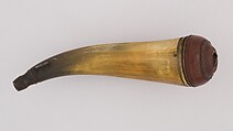 Powder Horn, Horn (cow), wood, steel, American