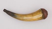 Powder Horn, Horn (cow), wood, steel, American