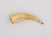 Powder Horn, F. M. Hazard, Horn (cow), wood, American