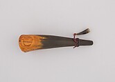 Powder Horn, A. Inman, Horn (cow), wood, cord, American