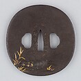 Sword Guard (Tsuba), Iron, gold, copper, Japanese