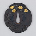 Sword Guard (Tsuba), Copper-gold alloy (shakudō), gold, copper, Japanese