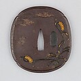 Sword Guard (Tsuba), Iron, gold, copper-gold alloy (shakudō), copper, Japanese
