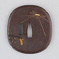 Sword Guard (Tsuba), Iron, gold, copper-gold alloy (shakudō), copper, Japanese