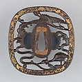 Sword Guard (Tsuba), Iron, gold, copper-gold alloy (shakudō), copper, Japanese