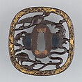 Sword Guard (Tsuba), Iron, gold, copper-gold alloy (shakudō), copper, Japanese