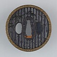 Sword Guard (Tsuba), Copper-gold alloy (shakudō), gold, copper, Japanese