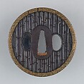 Sword Guard (Tsuba), Copper-gold alloy (shakudō), gold, copper, Japanese