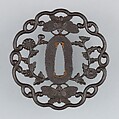 Sword Guard (Tsuba), Iron, gold, copper, Japanese