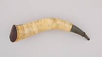 Powder Horn, Horn (cow), wood, pigment, American